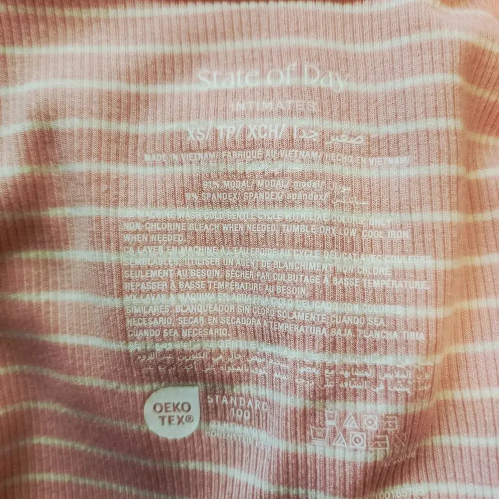 State of Day Intimates Stretchy Long Nightgown Striped Peach White XS